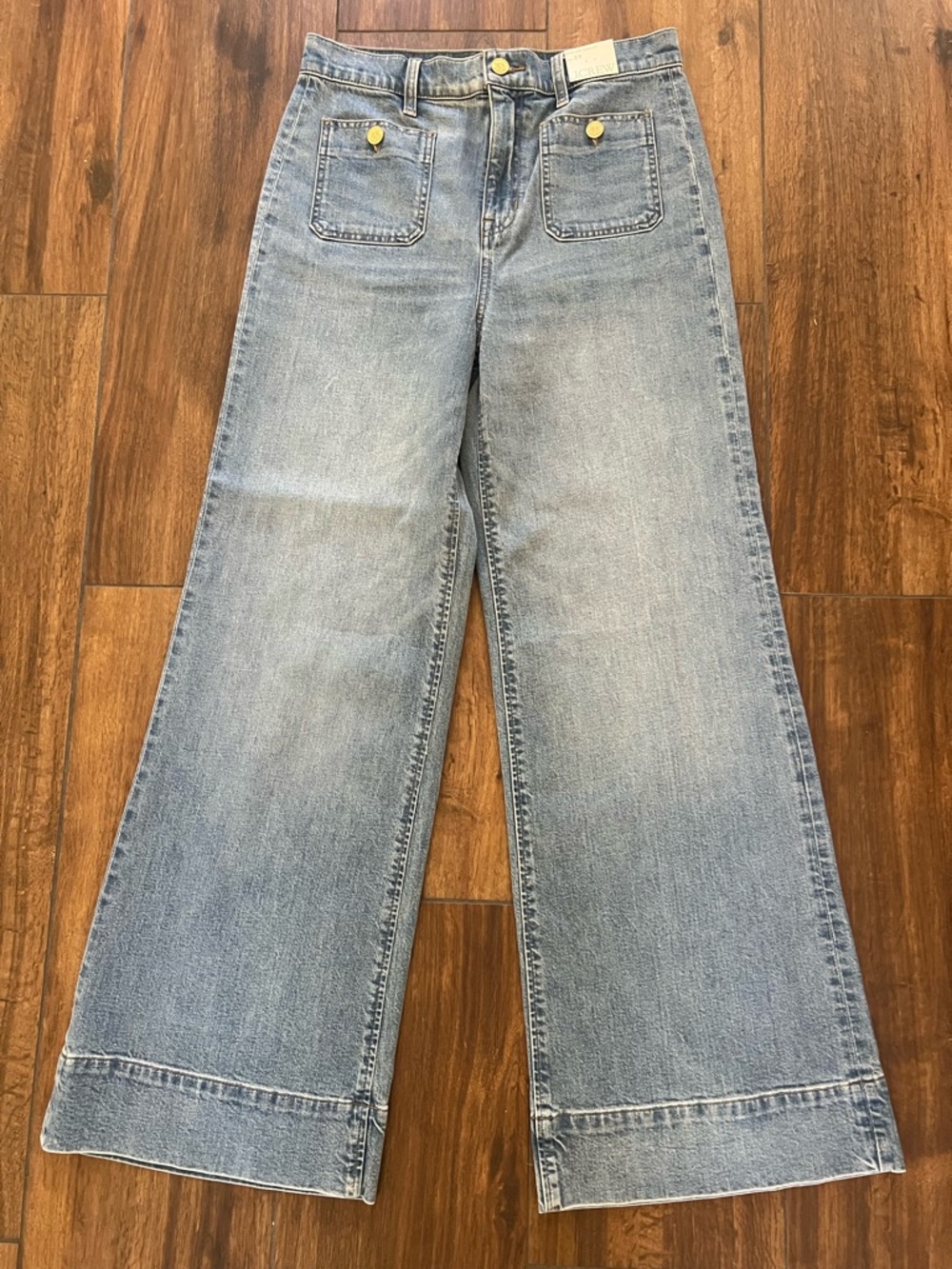 NWT J. Crew Sailor Denim High Rise Wide Leg Trouser Jeans in Blue River Wash - Picture 3 of 7